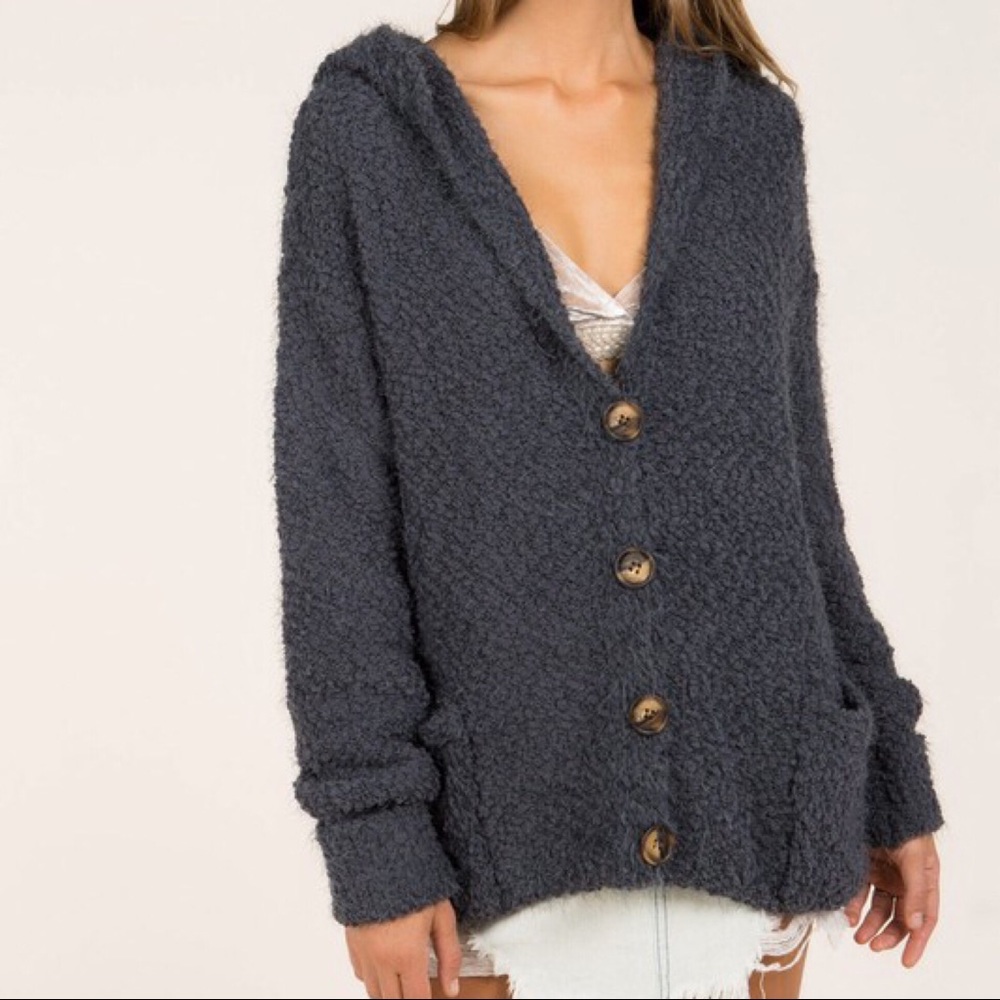 FLASH SALE‼️ Dakota Mohair Cardigan-Charcoal - Picture 2 of 4